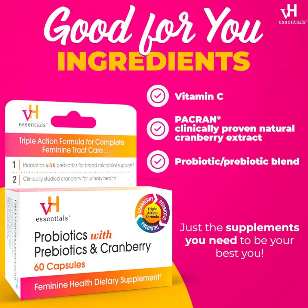 Vh Essentials Probiotics With Prebiotics & Cranberry vH essentials Probiotics with Prebiotics and Cranberry Feminine Health