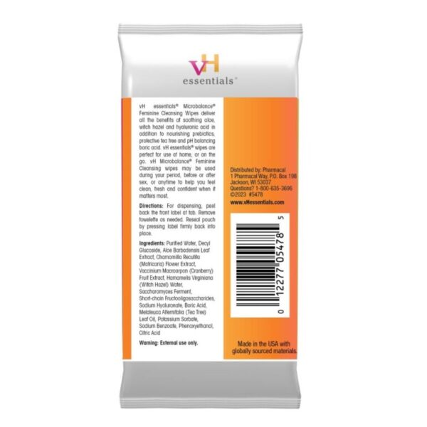 vH essentials Feminine Cleansing Wipes - pH Balanced, Prebiotics, Tea Tree & Aloe, Soothing Witch Hazel, Odor-Blocking Formula, Vaginal and Perianal Care, Paraben, Alcohol, and Fragrance-Free - Image 2