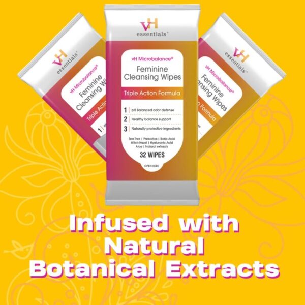 vH essentials Feminine Cleansing Wipes - pH Balanced, Prebiotics, Tea Tree & Aloe, Soothing Witch Hazel, Odor-Blocking Formula, Vaginal and Perianal Care, Paraben, Alcohol, and Fragrance-Free - Image 7