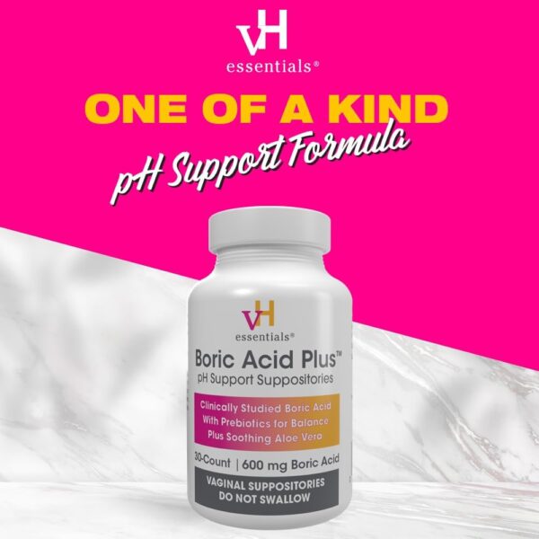 vH essentials Boric Acid Plus Vaginal Suppositories, Prebiotic Infused with Soothing Aloe Vera, 30 Count - Image 4