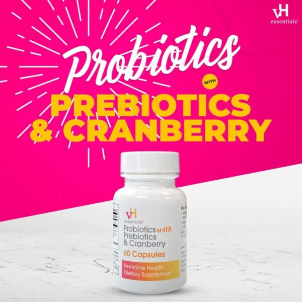 vH essentials Probiotics with Prebiotics and Cranberry Feminine Health Supplement - 60 Capsules - Image 2
