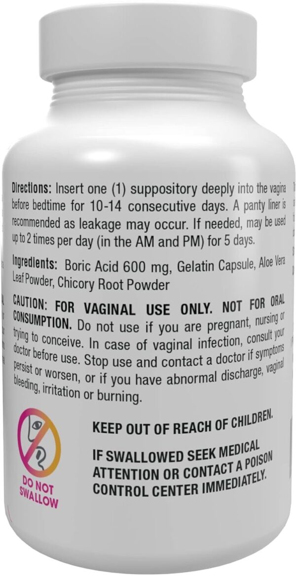 vH essentials Boric Acid Plus Vaginal Suppositories, Prebiotic Infused with Soothing Aloe Vera, 30 Count - Image 3