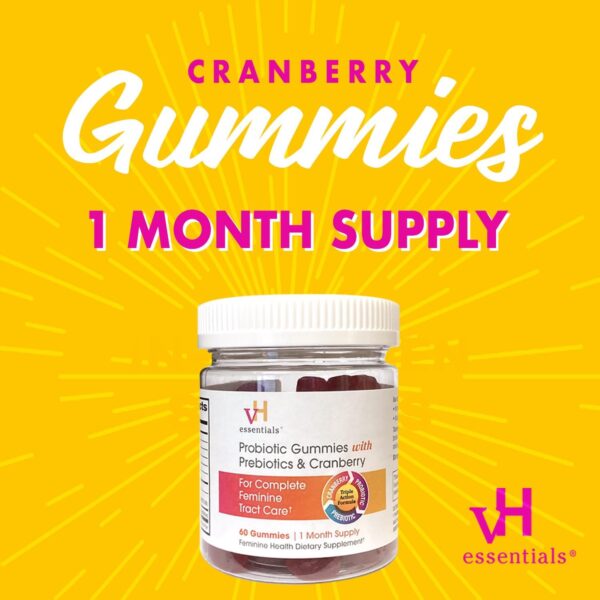 vH essentials Probiotic Gummies with Prebiotics & Cranberry, Concentrated Extract for Urinary Tract Health, Supports Vaginal Microflora Balance for a Healthy Feminine Tract, 60 Count - Image 7