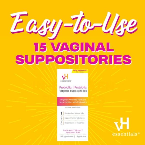 vH essentials Prebiotic PH Balanced Vaginal Suppositories Box, Original Version, 15 Count - Image 5