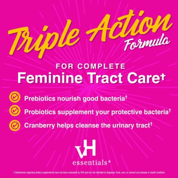 vH essentials Probiotic Gummies with Prebiotics & Cranberry, Concentrated Extract for Urinary Tract Health, Supports Vaginal Microflora Balance for a Healthy Feminine Tract, 60 Count - Image 5