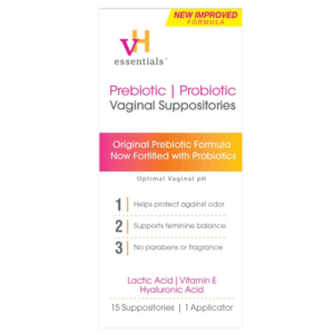 vH essentials Prebiotic PH Balanced Vaginal Suppositories Box, Original Version, 15 Count